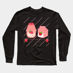 Japanese Aesthetics Kawaii Strawberry MilkShake Long Sleeve T-Shirt